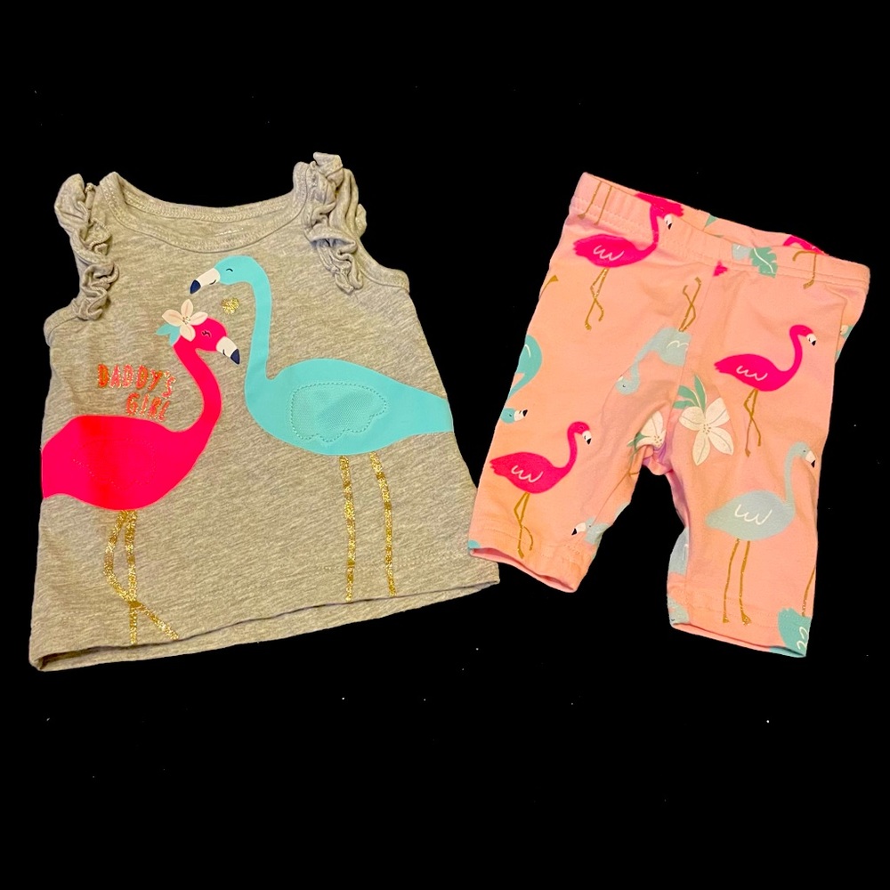 ***SOLD***Carter’s 2 piece Flamingo outfit